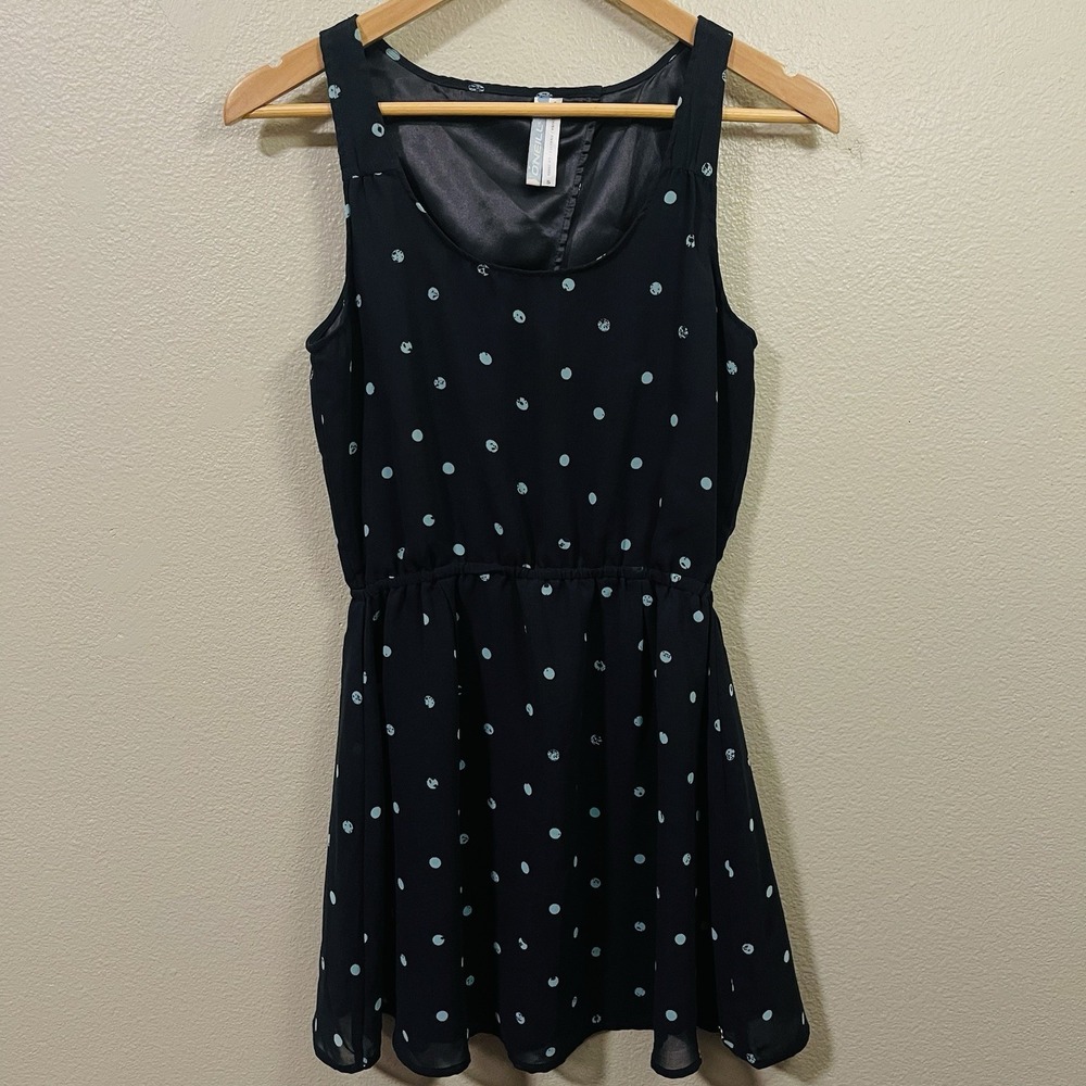 O' Neil Y2K‎ Mini Polka Dot Dress Dark Gray Mint Keyhole Back Detail Size S